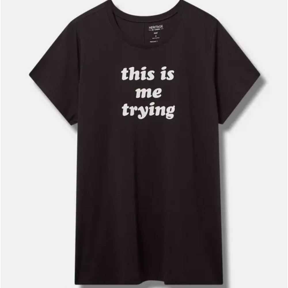 Torrid Black Graphic Tee - 'This Is Me Trying' 2X EUC